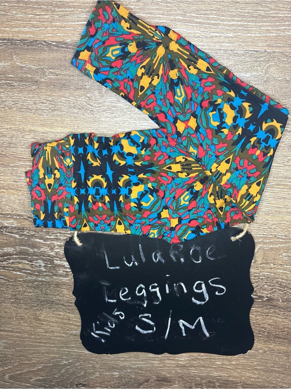 LuLaRoe Kids Black Multicolor Kaleidoscope Leggings